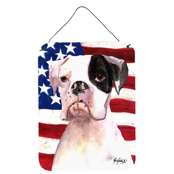 Carolines Treasures RDR3001DS1216 USA American Flag with Boxer Wall or Door Hanging Prints 12x16 multicolor