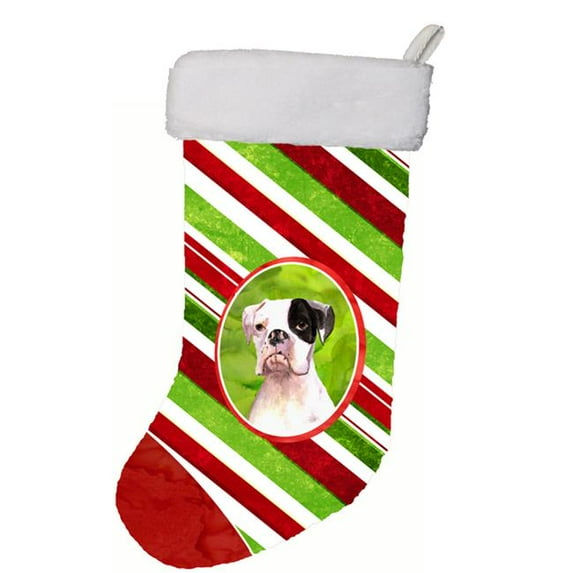 Carolines Treasures RDR3002-CS Cooper Candy Stripe Boxer Christmas Christmas Stocking