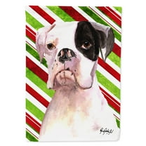 Carolines Treasures RDR3002-FLAG-PARENT Cooper Candy Stripe Boxer Christmas Flag RDR3002GF  multicolor