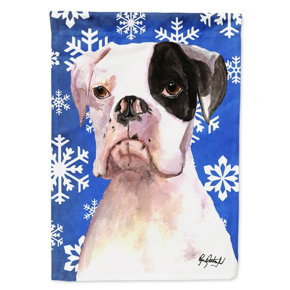 Carolines Treasures RDR3003-FLAG-PARENT Cooper Winter Snowflakes Boxer Flag RDR3003GF multicolor