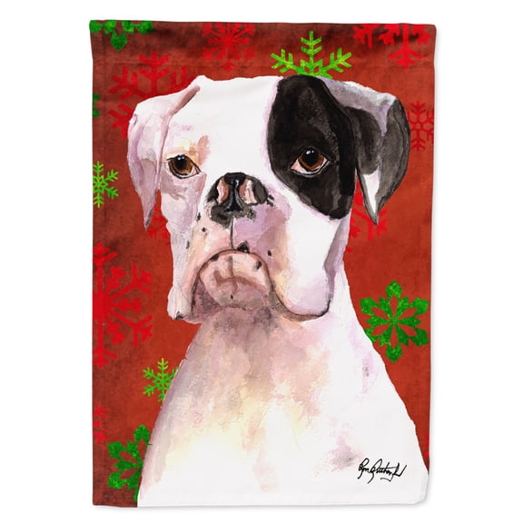 Carolines Treasures RDR3004-FLAG-PARENT Cooper Red Snowflakes Boxer Flag RDR3004GF multicolor