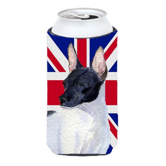 Carolines Treasures Rat Terrier With English Union Jack British Flag Tall Boy bottle sleeve Hugger
