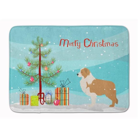 Carolines Treasures  Red Border Collie Merry Christmas Tree Machine Washable Memory Foam Mat
