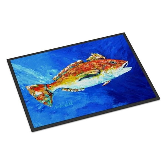 Carolines Treasures Red Fish White Spin Indoor or Outdoor Mat - 24 x 36 in.