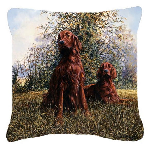 Carolines Treasures  Red Irish Setters by Michael Herring Canvas Decorative Pillow - Red