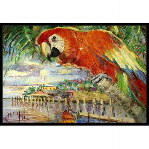 Carolines Treasures  Red Parrot At Lulus Indoor & Outdoor Mat, 18 x 27 in.