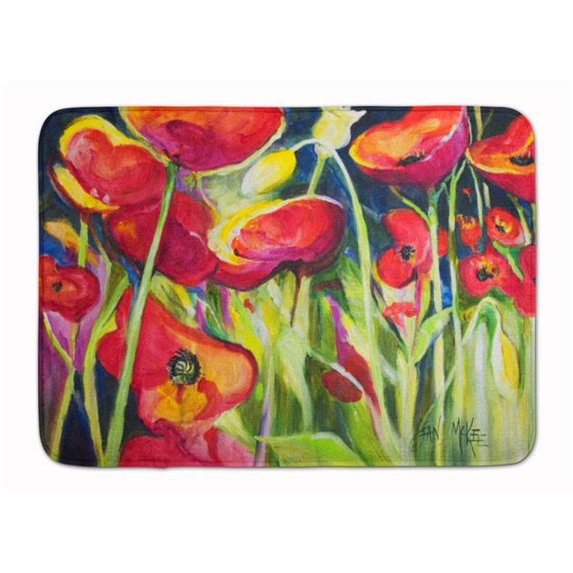 Carolines Treasures Red Poppies Machine Washable Memory Foam Mat
