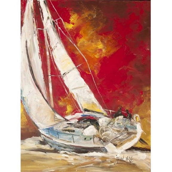 Carolines Treasures Red Sailboat Flag Canvas House Size