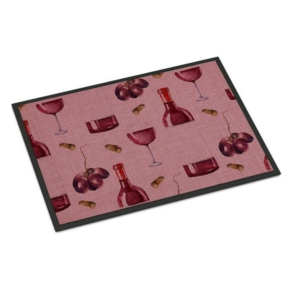Carolines Treasures  Red Wine on Linen Indoor or Outdoor Mat - 24 x 36 in.