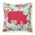 thumbnail image 1 of Carolines Treasures Rhinoceros Shabby Chic Roses Square Decorative Outdoor Pillow, 1 of 2