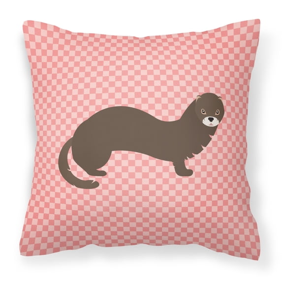 Russian or European Mink Pink Check Fabric Decorative Pillow