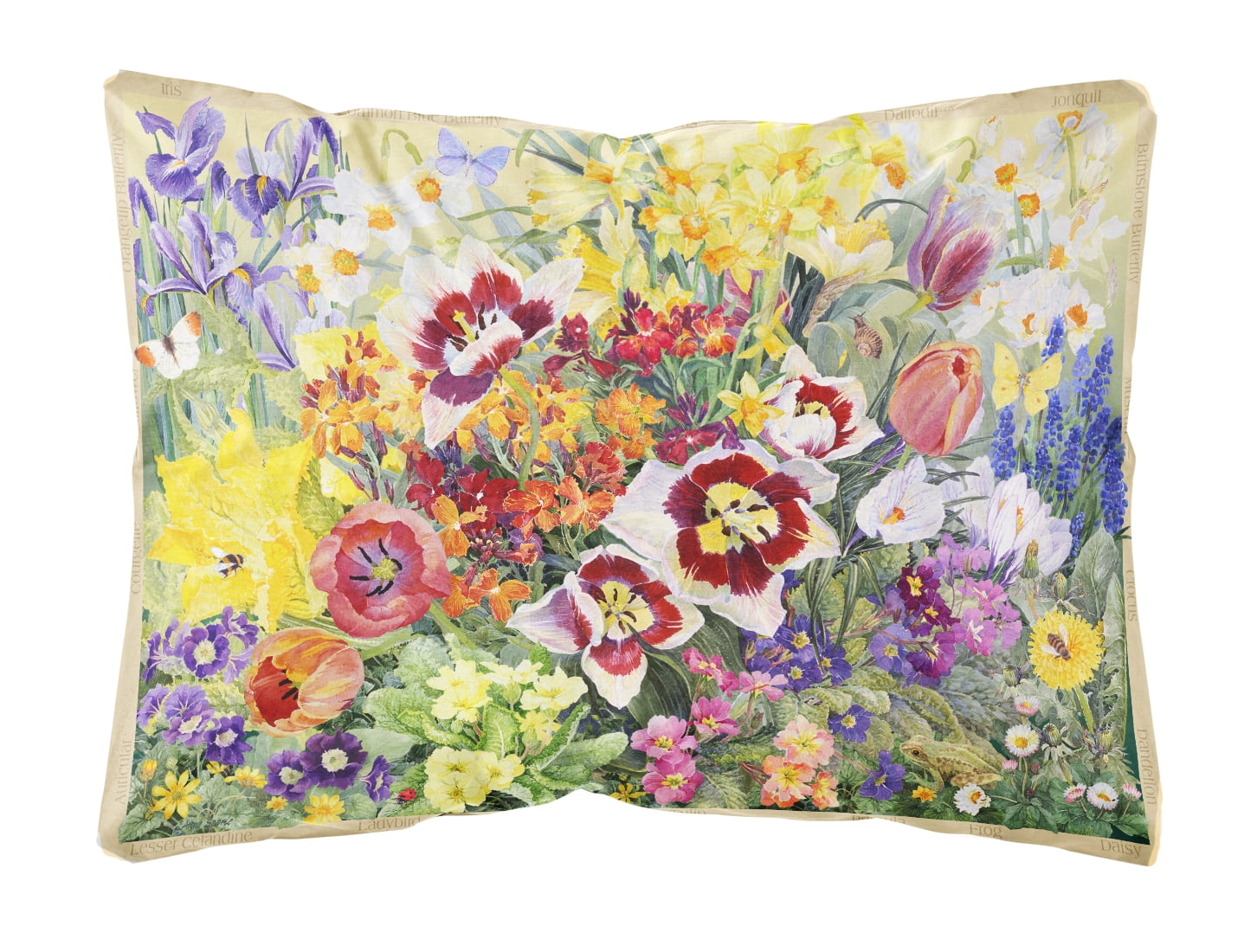 Spring Floral Multicolor Canvas Indoor/Outdoor Throw Pillow