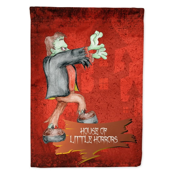 Little House of Horrors with Frankenstein Halloween Flag Garden Size