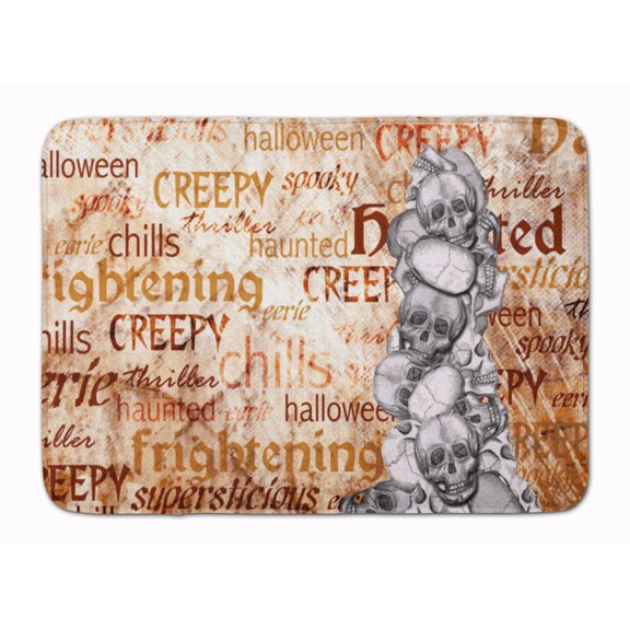 "Creepy Haunted and Frightful with skulls Halloween Machine Washable Memory Foam Mat"