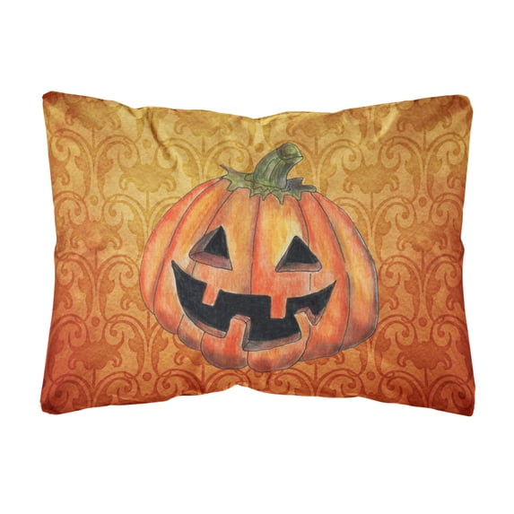 Carolines Treasures SB3020PW1216 October Pumpkin Halloween Canvas Fabric Decorative Pillow 12H x16W multicolor