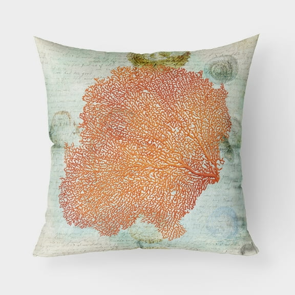 Carolines Treasures SB3023PW1818 Beach Sea Fan Coral Fabric Decorative Pillow 18H x18W multicolor
