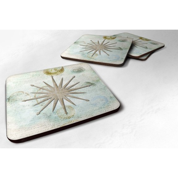 Carolines Treasures SB3024FC Beach Nautical Navigation Star Foam Coaster Set of 4 3 1/2 x 3 1/2 multicolor