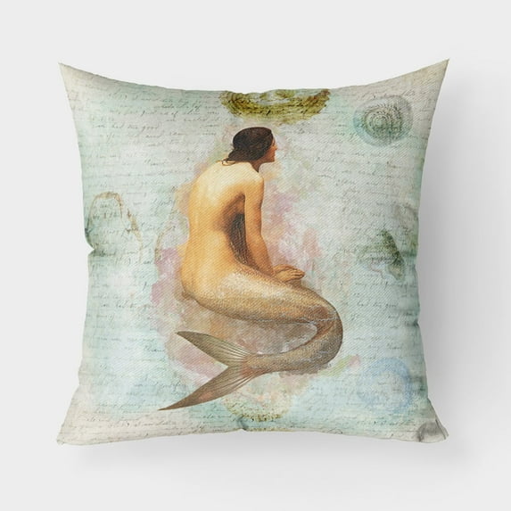 Carolines Treasures SB3045PW1818 Beach Mermaid Fabric Decorative Pillow 18H x18W multicolor