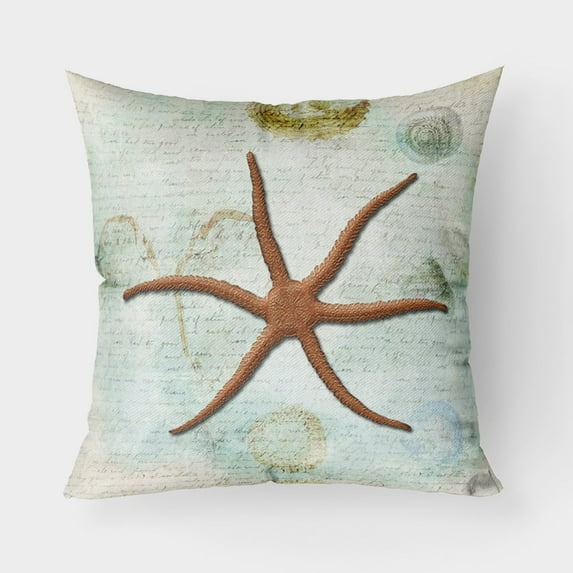 Carolines Treasures SB3048PW1818 Beach Red Serpent Starfish Fabric Decorative Pillow 18H x18W multicolor