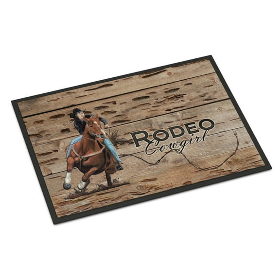 Carolines Treasures SB3055MAT Rodeo Cowgirl Barrel Racer Doormat 18x27 27"L x 18"W multicolor