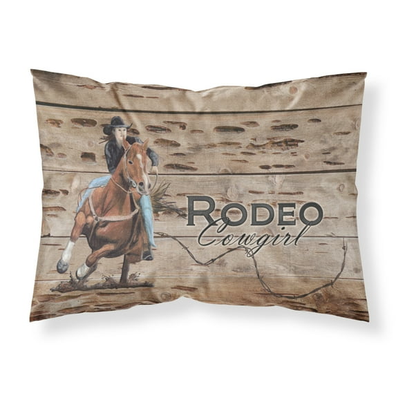 Carolines Treasures SB3055PILLOWCASE Rodeo Cowgirl Barrel Racer Fabric Standard Pillowcase Standard multicolor