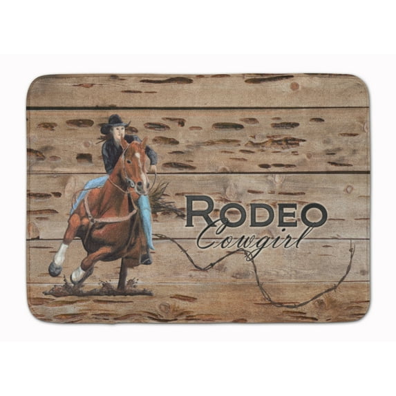 Carolines Treasures SB3055RUG Rodeo Cowgirl Barrel Racer Machine Washable Memory Foam Mat 19 X 27" multicolor