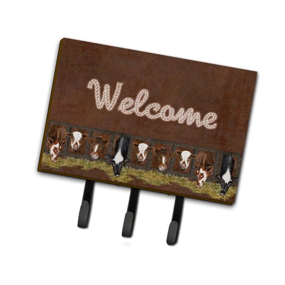 Carolines Treasures SB3058TH68 Welcome Mat with Cows Leash or Key Holder Triple multicolor