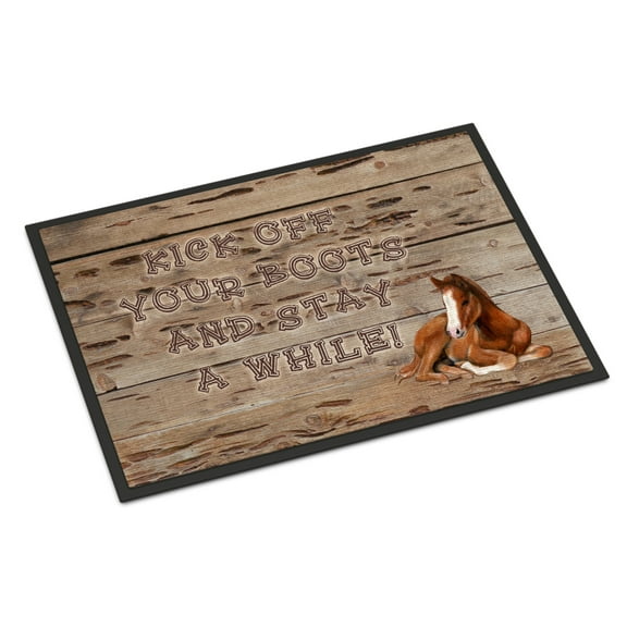 Carolines Treasures SB3064MAT Kick off your boots and stay a while Doormat 18x27 27"L x 18"W multicolor