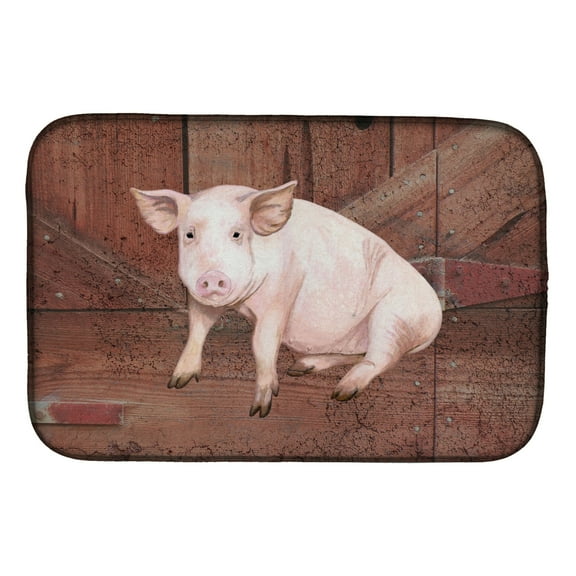 Carolines Treasures SB3072DDM Pig at the barn door Dish Drying Mat 14 x 21" multicolor