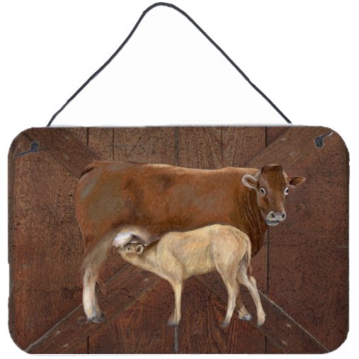Carolines Treasures SB3074DS812 Cow Momma and Baby Aluminium Metal Wall or Door Hanging Prints 8x12 multicolor