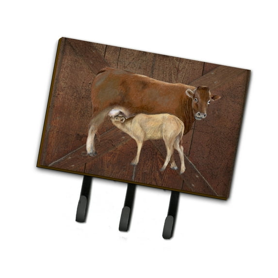 Carolines Treasures SB3074TH68 Cow Momma and Baby Leash or Key Holder Triple multicolor