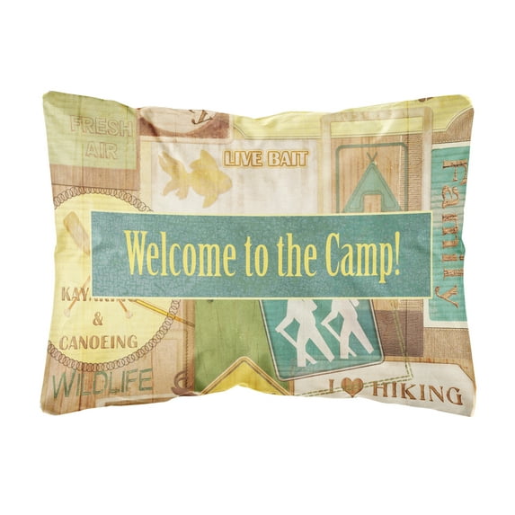 Carolines Treasures SB3080PW1216 Welcome to the Camp Canvas Fabric Decorative Pillow 12H x16W multicolor