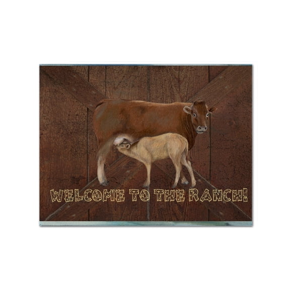 Carolines Treasures SB3084PLMT Welcome To The Ranch With The Cow And Baby Fabric Placemat, Multicolor