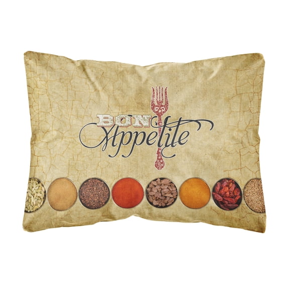 Carolines Treasures SB3089PW1216 Bon Appetite and Spices Canvas Fabric Decorative Pillow 12H x16W multicolor