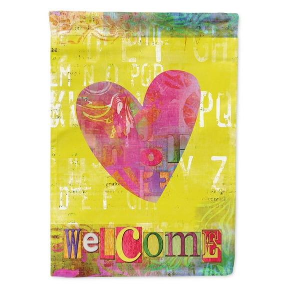 Carolines Treasures SB3099CHF Artsy Welcome Heart Flag Canvas House Size  Large multicolor