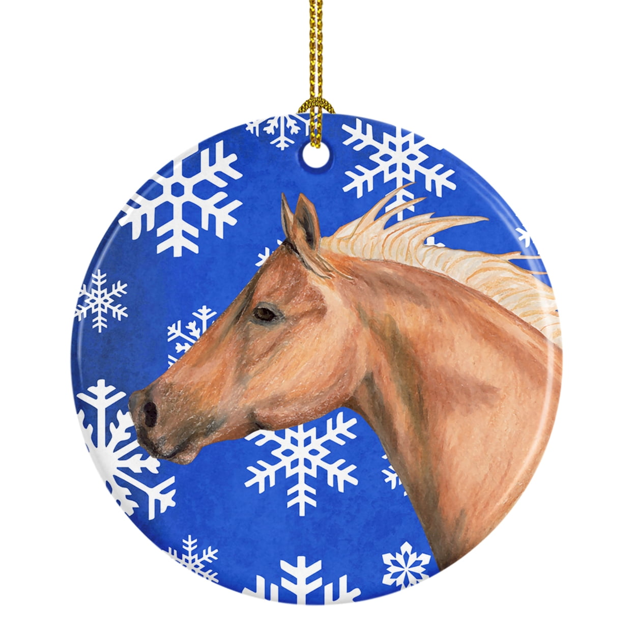 Horse Winter Snowflakes Holiday Ceramic Ornament