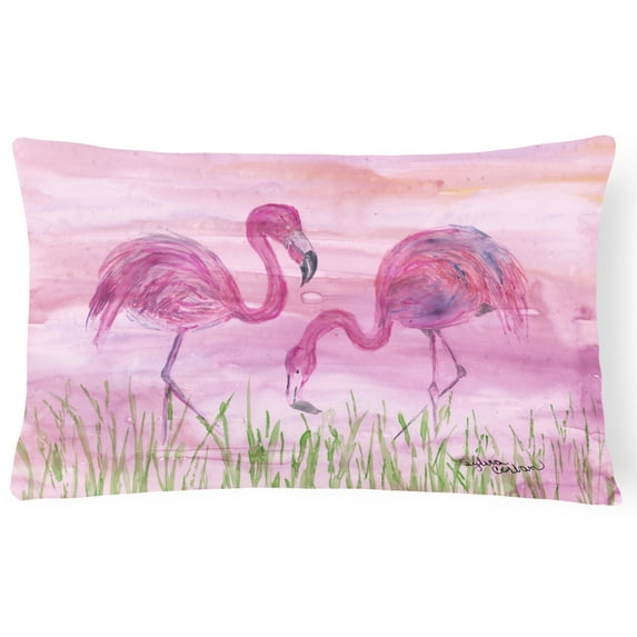 Carolines Treasures SC2018PW1216 Flamingos Canvas Fabric Decorative Pillow  12H x16W multicolor