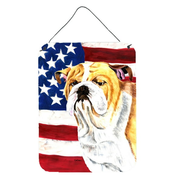 Carolines Treasures SC9002DS1216 USA American Flag with Bulldog English Wall or Door Hanging Prints 12x16 multicolor
