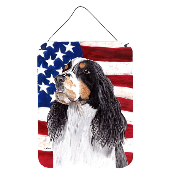 Carolines Treasures SC9016DS1216 USA American Flag with Springer Spaniel Wall or Door Hanging Prints 12x16 multicolor