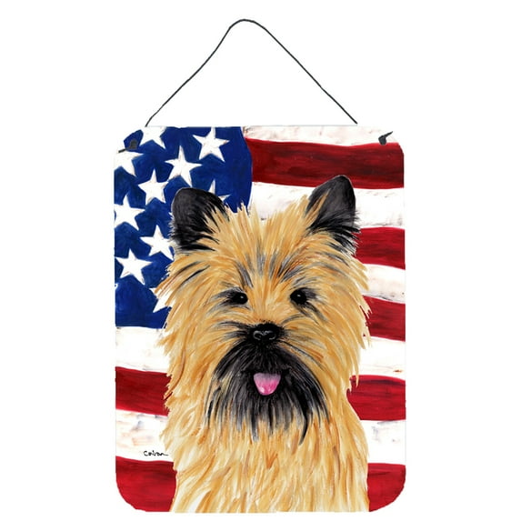 Carolines Treasures SC9017DS1216 USA American Flag with Cairn Terrier Wall or Door Hanging Prints 12x16 multicolor