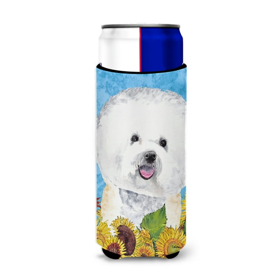 Carolines Treasures SC9059MUK Bichon Frise in Summer Flowers Ultra Hugger for slim cans Slim Can multicolor