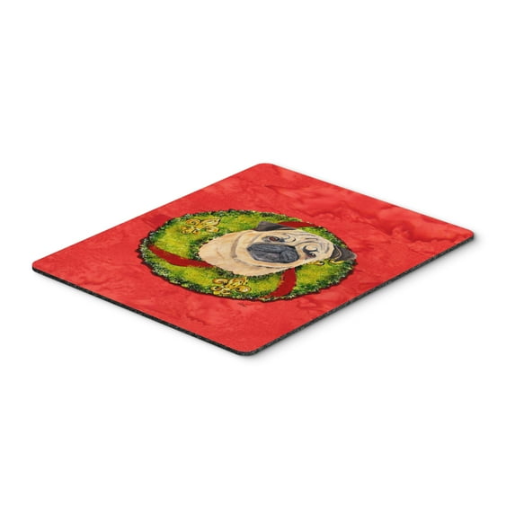 Carolines Treasures SC9102MP Pug Christmas Wreath Mouse Pad Hot Pad or Trivet Large multicolor