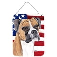 thumbnail image 1 of Carolines Treasures SC9113DS1216 USA American Flag with Boxer Aluminium Metal Wall or Door Hanging Prints 12x16, 1 of 2