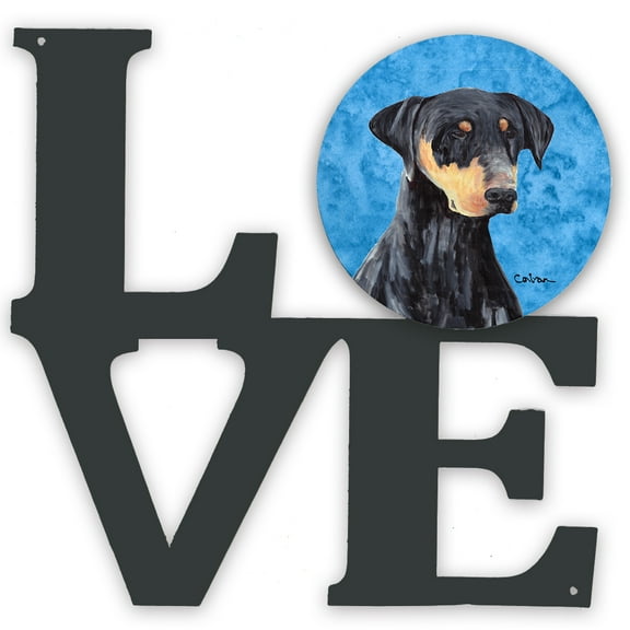 Blue Doberman Metal Wall Artwork LOVE