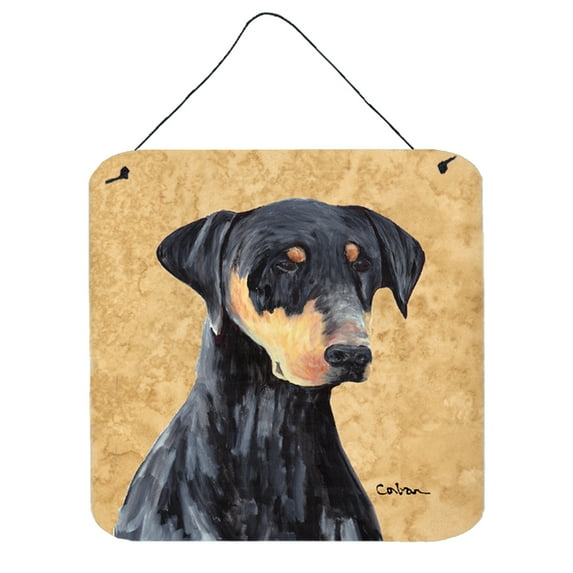 Carolines Treasures SC9126DS66 Doberman Wipe your Paws Wall or Door Hanging Prints 6x6 multicolor