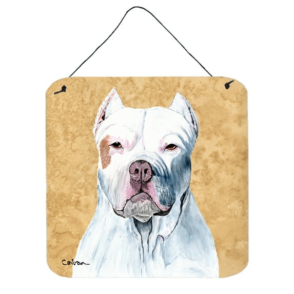 Carolines Treasures SC9130DS66 Pit Bull Wipe your Paws Wall or Door Hanging Prints 6x6 multicolor
