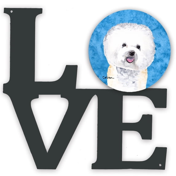 Blue Bichon Frise Metal Wall Artwork LOVE