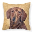 thumbnail image 1 of Carolines Treasures SC9137PW1414 Dachshund Wipe your Paws Fabric Decorative Pillow, 14Hx14W, multicolor, 1 of 4