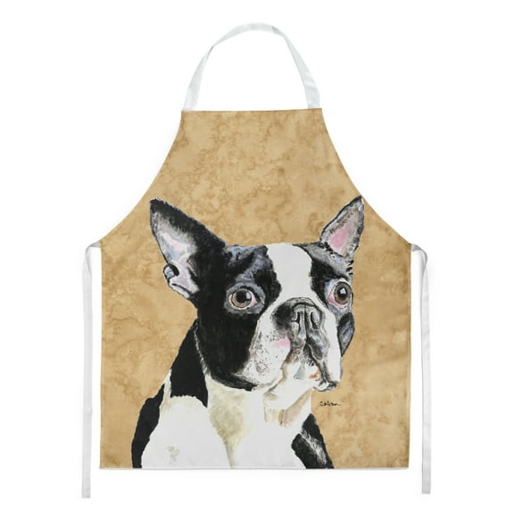Carolines Treasures SC9140APRON Boston Terrier Wipe your Paws Apron Large multicolor