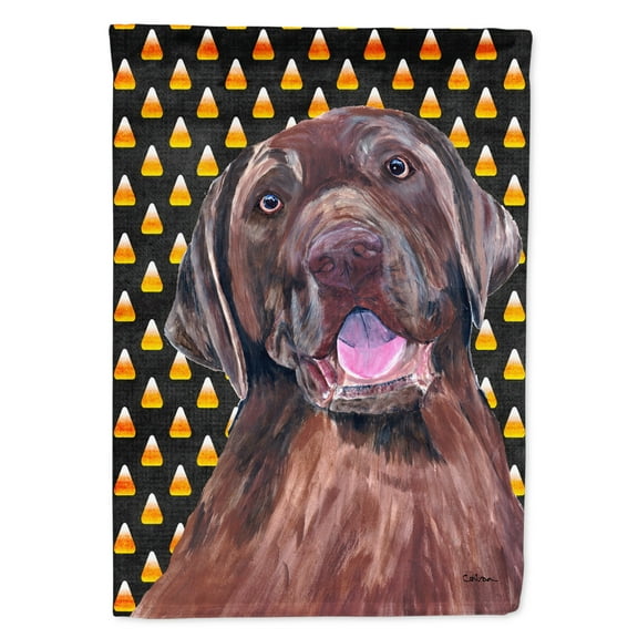 Carolines Treasures SC9157-FLAG-PARENT Labrador Chocolate Candy Corn Halloween Portrait Flag  multicolor